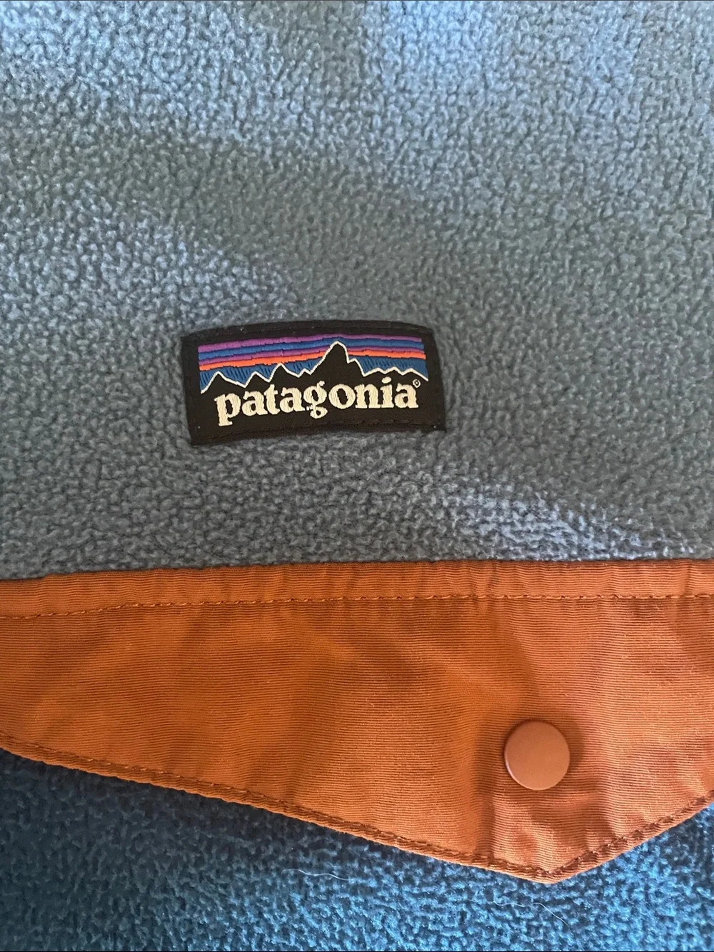 Patagonia Kids Two-Tone Teal & Light Blue Fleece Hoodie with Orange Accent